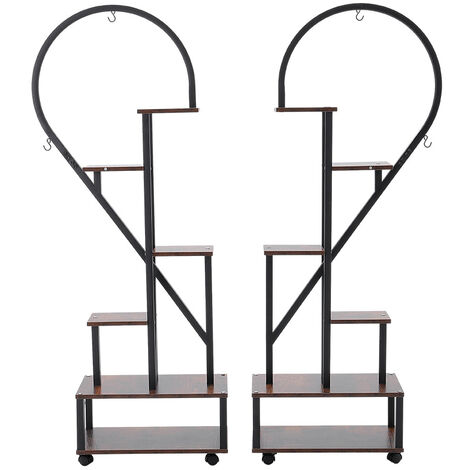 2 Pcs Half Heart Shaped Tiered Plant Stand