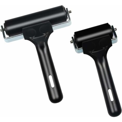 2 Pcs Hard Rubber Rubber Paint Ink Rollers 2 Sizes 10 cm and 6 cm Printing Tool with Handle for Crafts Art Presser Rolls