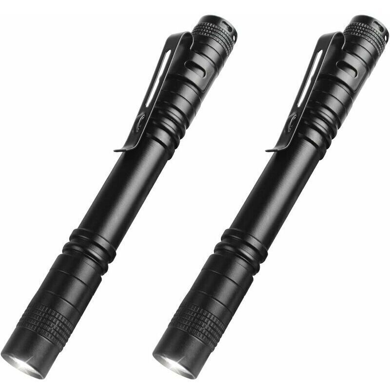 2 PCS Haute Lumens LED Lampe de Poche, Mini Lampe de Poche Portable en Forme de Stylo, Mini Pocket Pen Torche Lampe pour Camping, Randonnée, Urgence