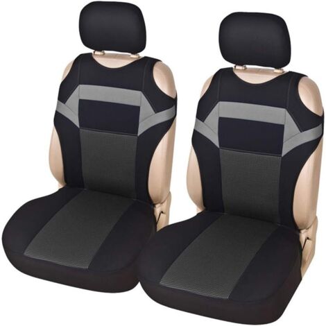 2 Pcs Housse de Siege Voiture, Universel Housse de Siège Avant éponge en Maille Accessoires Intérieurs Conception de Voiture (Gris)-Fei Yu