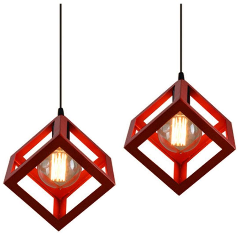 Image of 2Pcs Modern Pendant Light Square Hanging&hellip;