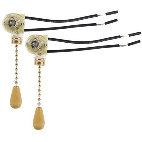 2 Pcs Interrupteur à Tirette, Interrupteur à Tirette de Ventilateur, Mur Lampe Tirer Interrupteur, Pour Applique Murale à LED, Ventilateur de Plafond, Eclairage de Salle
