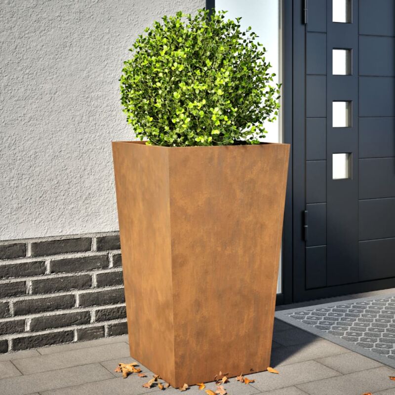 2 pcs Jardinière Pot de Fleurss 45x45x75 cm acier corten CFW80502