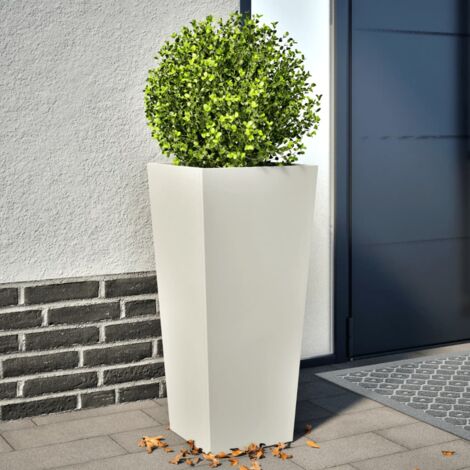 2 pcs Jardinière  Pot de Fleurss blanc 35x35x75 cm acier CFW70261