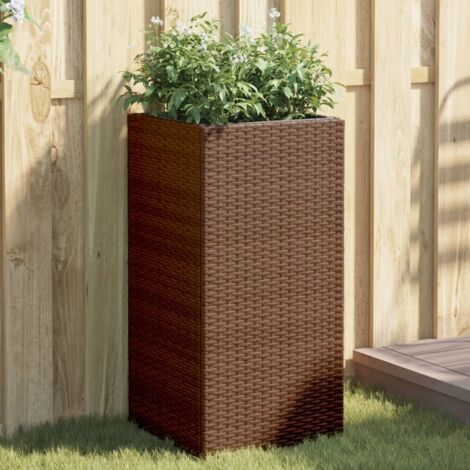 2 pcs Jardinière  Pot de Fleurss marron 40x40x80 cm résine tressée CFW27012