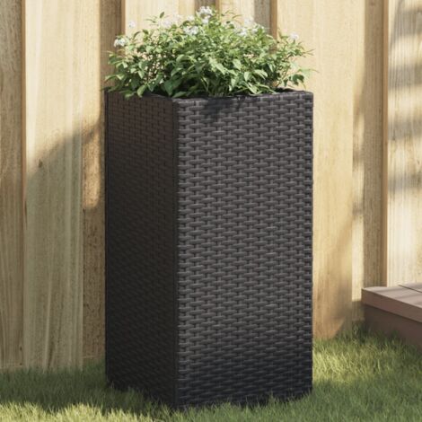 2 pcs Jardinière  Pot de Fleurss noir 30x30x60 cm résine tressée CFW35354