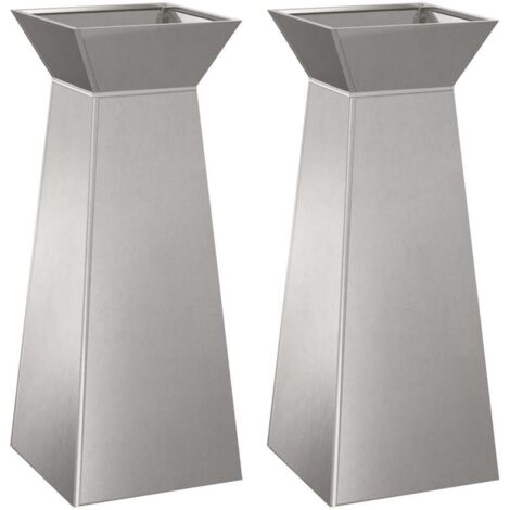 2 pcs Jardinière，Bac à fleurs，Pot de fleurs à pilier Argent 40 x 40 x 100 cm Acier CFW96110