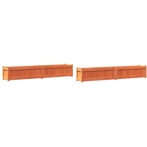 2 pcs Jardinière，Bac à fleurs，Pot de fleurss cire marron bois de pin massif CFW40272