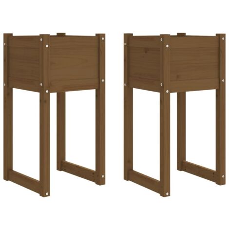 2 pcs Jardinière，Bac à fleurs，Pot de fleurss Marron miel 40x40x81 cm Bois massif de pin CFW86751