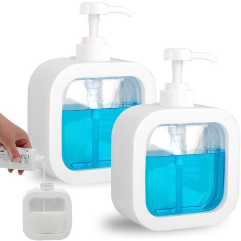 2 Pcs Kitchen Hand and Dish Liquid Soap Dispenser, 300ml Bathroom Soap Dispenser, Shower Gel and Shampoo, Refillable Soap Dispenser, Dishwashing Liquid Dispenser, Shower Soap Dispenser