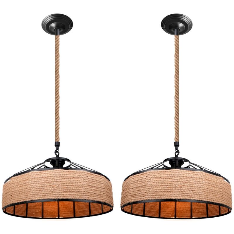 Wottes - 2Pcs Lampadario Yurta in Corda Canapa