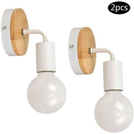 2 Pcs Lampe murale en fer forge moderneen bois moderne E27 (sans ampoule) Applique Murale Applique Murale Intérieur