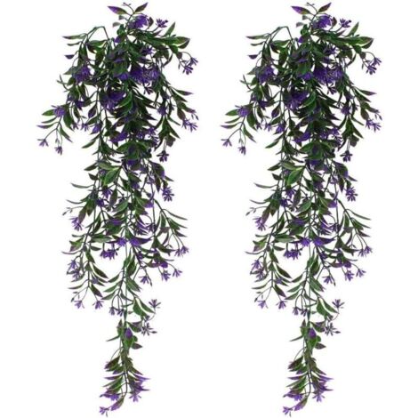 2 Pcs Lierre Artificiel Plantes suspension vertes artificielles pour Célébration, Mariage, Cuisine, Jardin, Bureau Décoration Violet-