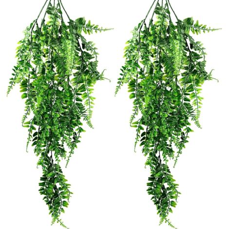 2 Pcs Lierre Artificielle Plantes Plante Tombante Fougère Artificielle Guirlande de Lierre Feuille Artificiel de Lierre pour Décoration Balcon Mur de Mariage Maison Jardin