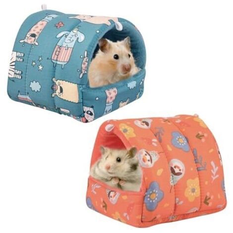 2 Pcs Lit pour Cochon d'Inde, Sac de Couchage Grotte Nid, Nids de Couchage Chauds pour Hamster L’écureuil Le Cochon d'Inde Bébés