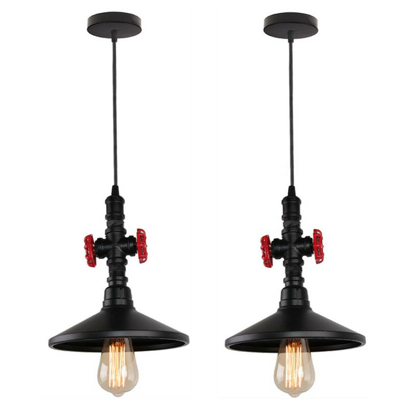 Wottes - 2 pcs Lámpara colgante creativa de tubería de agua hierro forjado iluminación industrial dormitorio sala de estar luz colgante decorativa