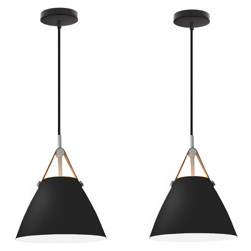 

2 pcs lámpara colgante creativo retro luz colgante hierro forjado industrial decorativa ajustable - Negro