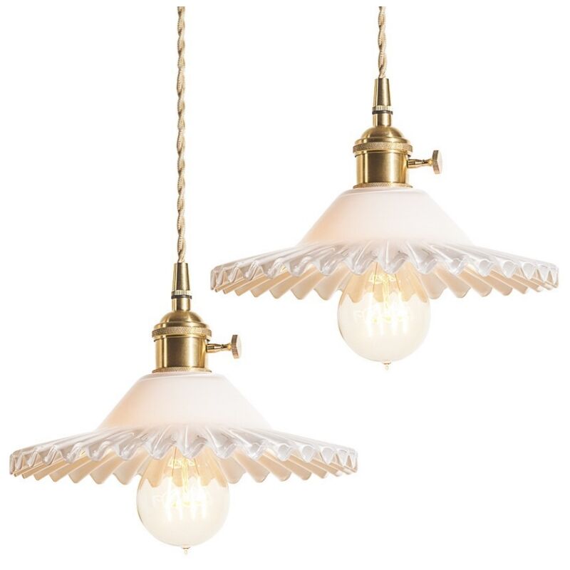 

2 pcs lámpara colgante jaula hierro forjado moderno ajustable luz colgante E27comedor café Oro rosa - Oro rosa