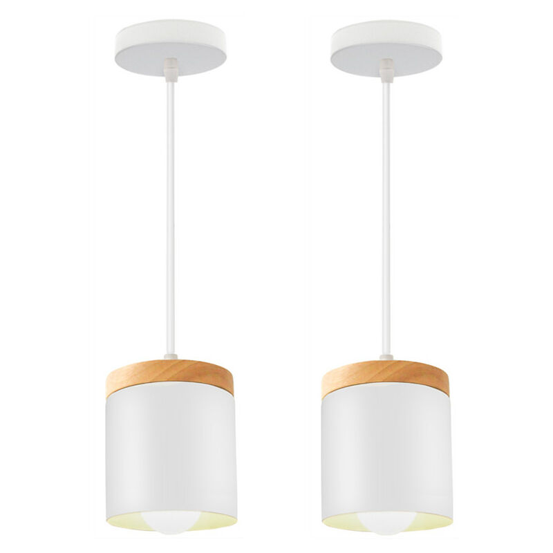 

2 pcs lámpara colgante hierro forjado moderno interior minimalisto E27 luz colgante decorativo (blanco) - Blanco