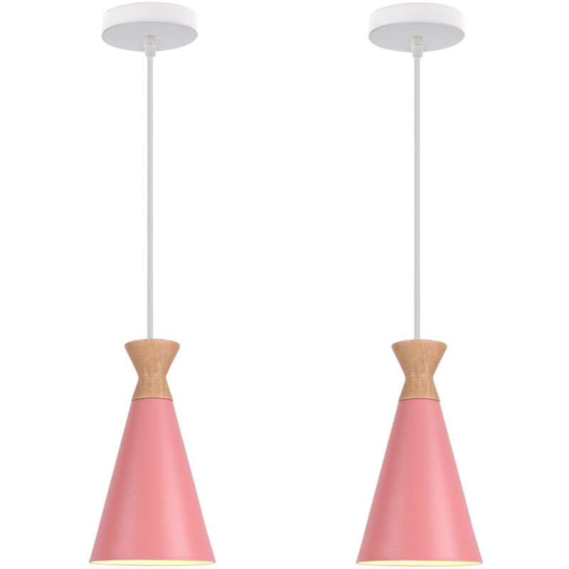 

Wottes - 2 pcs lámpara colgante industrial decoración macaron luz colgante creativo moderno - Rosa