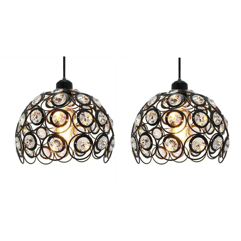 

2 pcs lámpara colgante jaula vidrio creativa moderna E27 ático bar luz colgante iluminación café - Negro