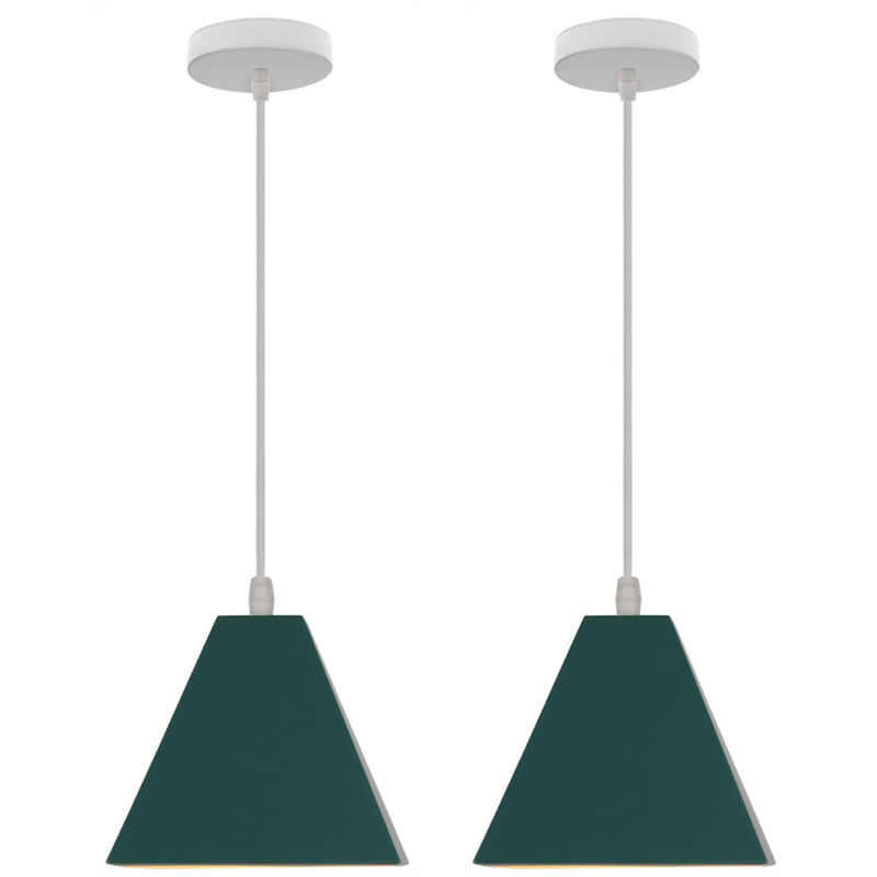 

2 pcs lámpara colgante metal moderno decoración creativo ajustable luz colgante sala de estar comedor (verde grisáceo) - Verde