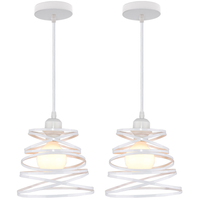 

Wottes - 2 pcs lámpara colgantes metal industrial retro, moderna interior primavera creativa bar cafetería decoración ajustable luz colgante Blanco