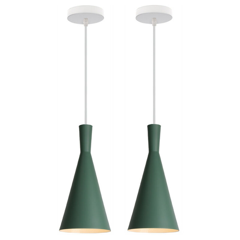 

2 pcs lámparas de colgar moderno creativo E27 luz colgante decorativo dormitorio sala de estar (verde) - Verde