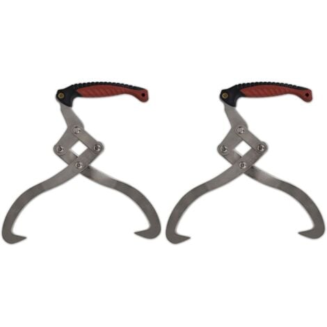 2 pcs Log Tongs with TPR Handle - Silver