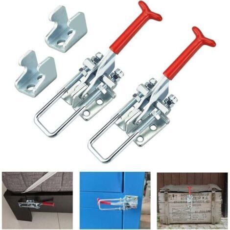 2 PCS Loquet à Bascule en Métal Sauterelles de Menuisier Antidérapant Fermeture a Levier Inox Fermeture Remorque Pince à Genouillère