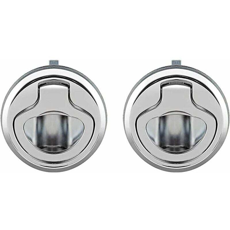 2 Pcs Loquet de Trappe Affleurant en Alliage de Zinc, Porte Affleurante Tirer la Trappe Slam Loquet Verrouillage pour Bateau Camping Car, Argent,
