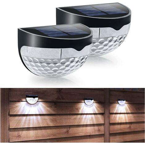 2 pcs lumières solaires pour marchepieds, lumières de pont solaires à montage mural étanche extérieur, lumière de clôture de lumière blanche
