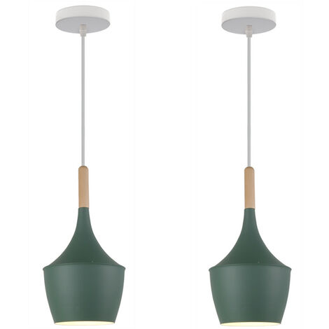 2 pcs lustre suspension créatif industriel moderne simple réglable lampe suspension cuisine salon - Vert