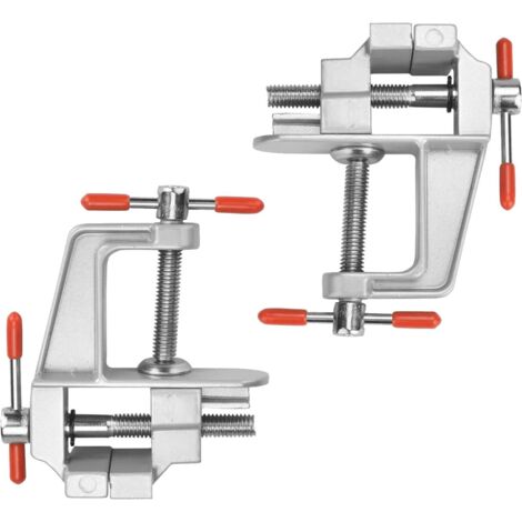 2 Pcs Mini Étau Réglable, Étau d'Établi, Étau de Table en Alliage D’Aluminium, Mini Étau de Table, Étau de Travail du Bois,pour Bijoux D'artisanat de Table de Loisirs (Argent)