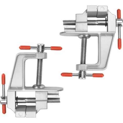 2 Pcs Mini Étau Réglable, Étau d'Établi, Étau de Table en Alliage D’Aluminium, Mini Étau de Table, Étau de Travail du Bois,pour Bijoux D'artisanat de Table de Loisirs (Argent)