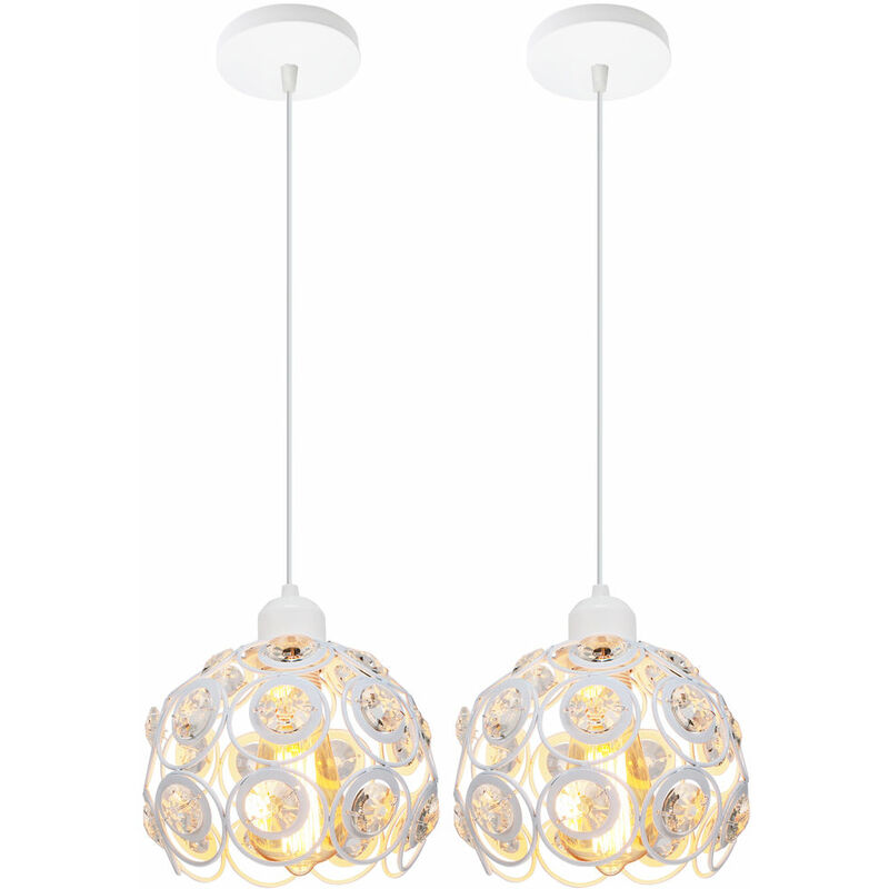 Wottes - 2 pcs modern creative chandelier E27 lighting bedroom living room corridor decoration pendant lamp Ø20cm - Bianco
