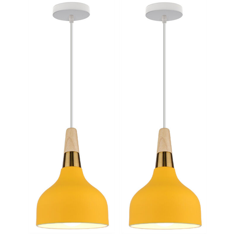 Wottes - 2 Pcs Modern Creative E27 Pendant Lamp Decoration Iron Art Chandelier Restaurant Bar (Yellow) - giallo