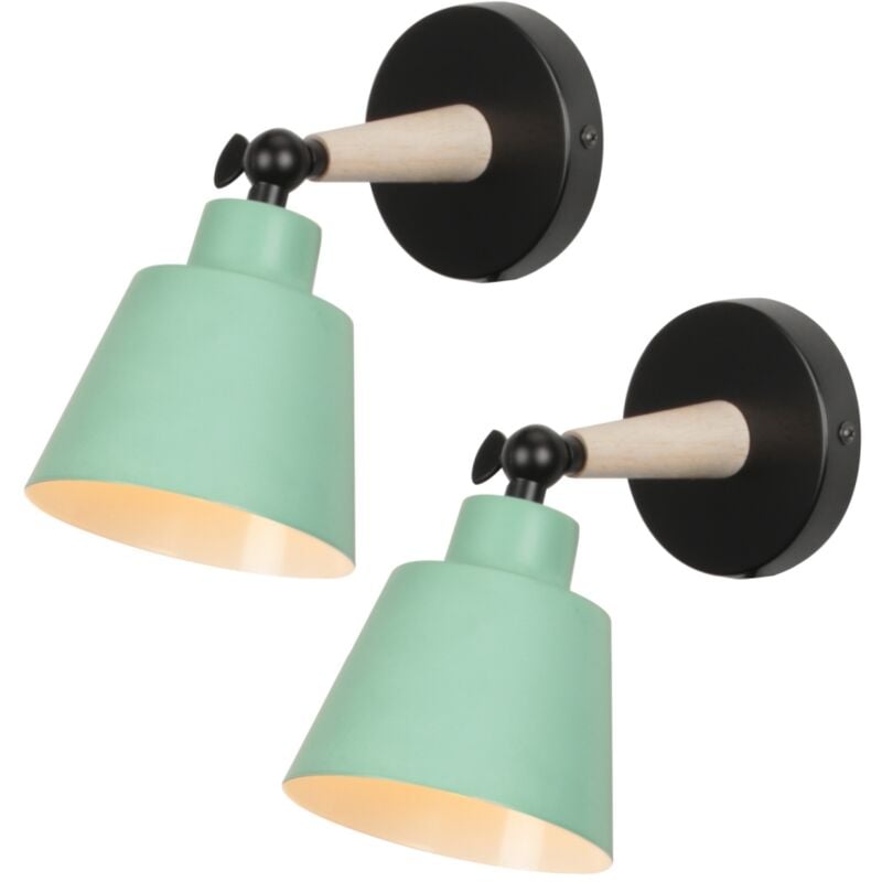 Wottes - 2 Pcs Modern Creative Wall Lamp Decoration Living Room Bedroom Simple Metal Wall Sconce - Verde