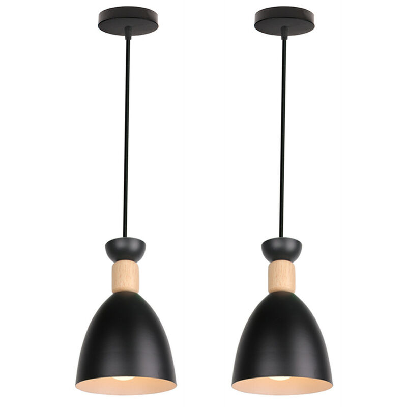 

Wottes - 2 pcs modern iron art E27 luz colgante cocina restaurante macaron personalidad lámpara colgante (negro) - Negro