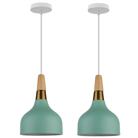 2 pcs moderno creativo E27 lampada a sospensione decorazione ferro arte lampadario ristorante bar (verde)