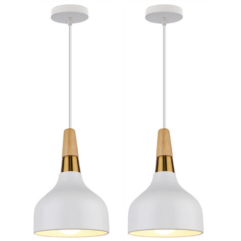 2 pcs moderno lampada a sospensione creativo E27 lampadario semplice decorazione bar ristorante (bianco)