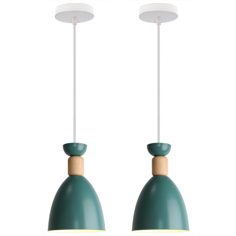 

Wottes - 2 pcs moderno lámpara colgante hierro forjado E27 cocina restaurante Macaron luz colgante creativo (verde) - Verde