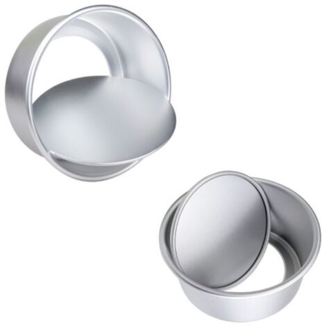 2 Pcs Moule Gâteau Rond avec Base Amovible Moulle Gâteau en Aluminium 6/8 pouces avec Couteau à Démouler pour Mariage Anniversaire Fêtes Patisserie