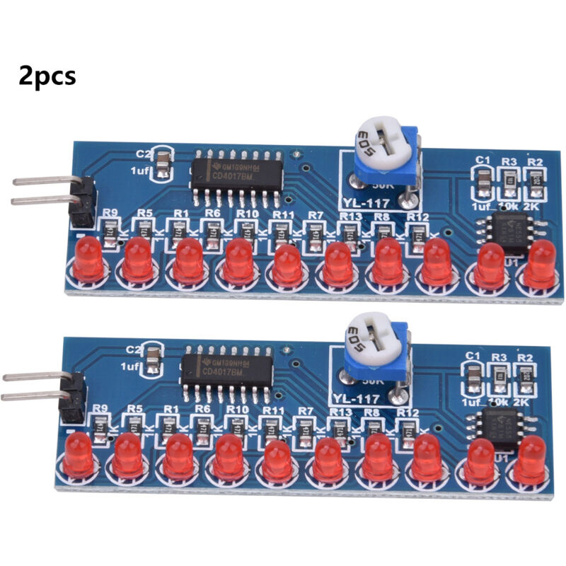 2 Pcs NE555 + CD4017 Module eau qui coule led Light Electronic Suite de Production électronique Couleur Rouge Flashing Lights Lampe Kit diy Circuit
