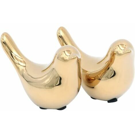 2 PCS Oiseaux Décoratifs Art Figurines en Métal - Animaux Abstraits Artisanat Statues Ornements Modernes pour Bureau Décor La Maison (Doré)
