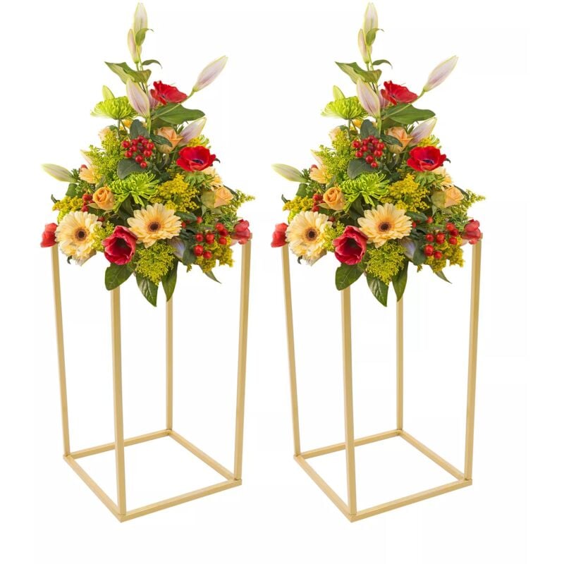 Gojoy - 2 pcs or vases en métal fleur de sol Vase pour le mariage pièce maîtresse tables partie Étagère à Fleurs De Mariage Pilier Fleur
