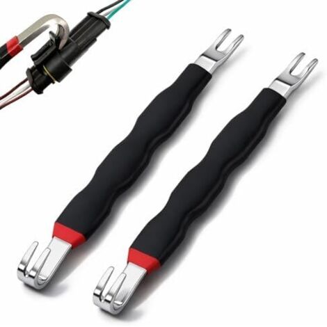2 Pcs Outils de Séparation Extracteur De Connecteur Électrique Automobile Outil Multifonction Séparateur Double Extrémité Terminal Removal Tool Kit pour Electrique (Noir) -