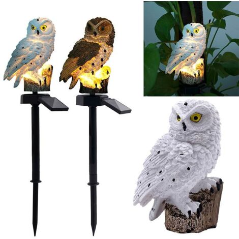 2 Pcs Owl Animal Ornament Waterproof Solar Powered LED Light Garden Path Yard Lawn Decor