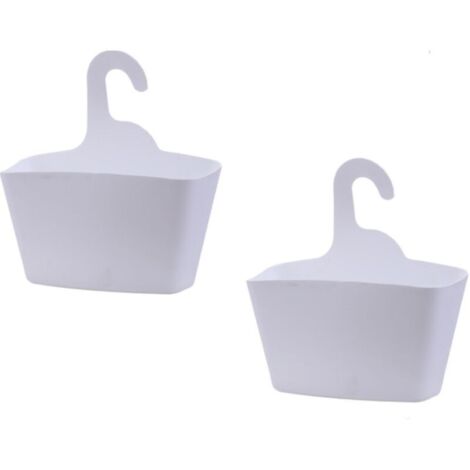 2 pcs Panier de douche avec crochet de suspension, Polypropylène, Panier multifonctionnel, Blanc