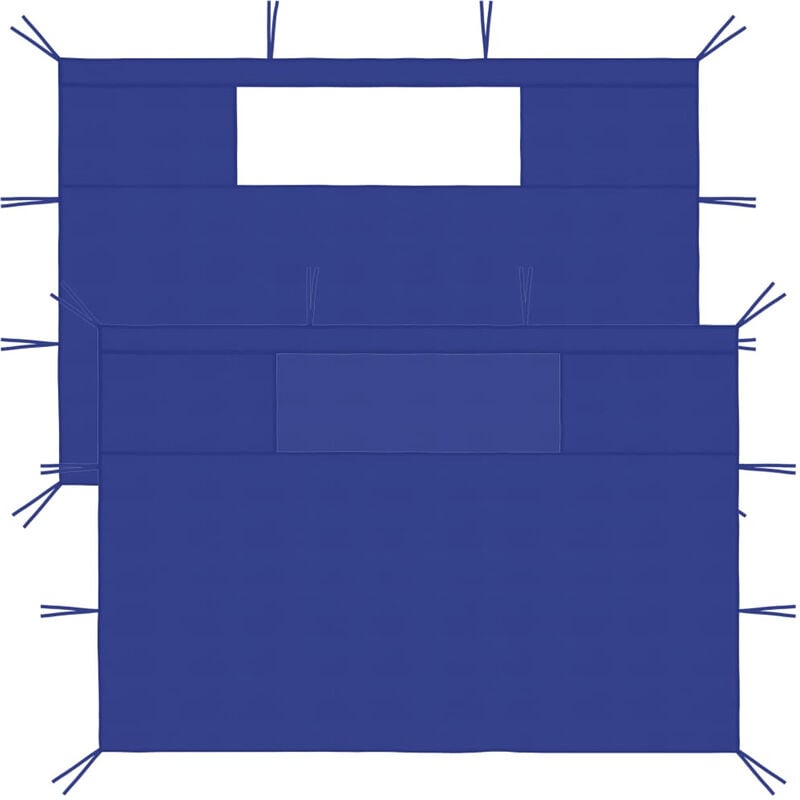 2 pcs Parois latérales de belvédère avec fenêtres Bleu